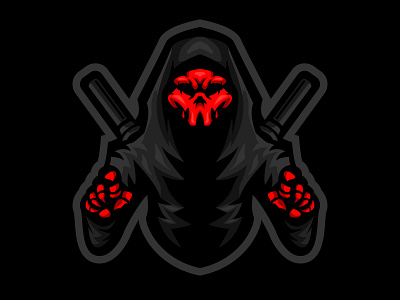 red skull ninja mascot logo design avatar banner bussines e sport logo mascot ninja online profile red skull team tournament