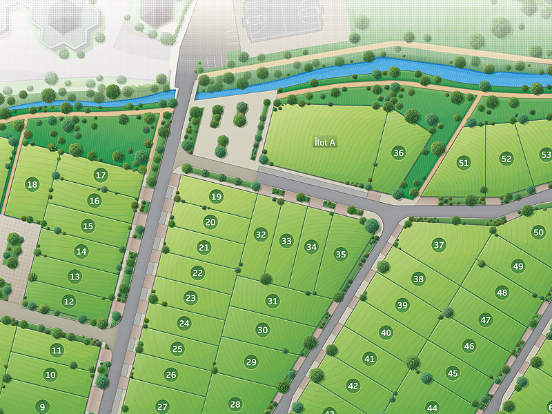 Housing estate map 6 illustration map housing estate city vector tree lotissement plan de lotissement cartographisme carte