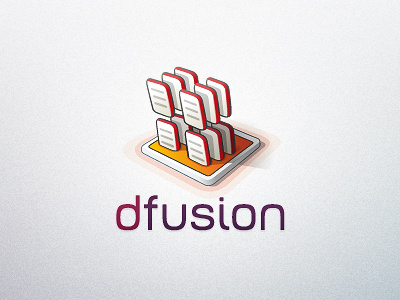 Dfusion logo brand dms documents logo orange red vector