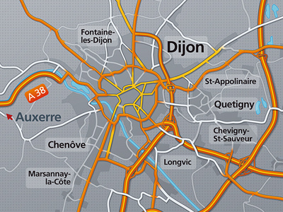 City Map (Dijon, Burgundy, France) city grey illustration map orange street vector