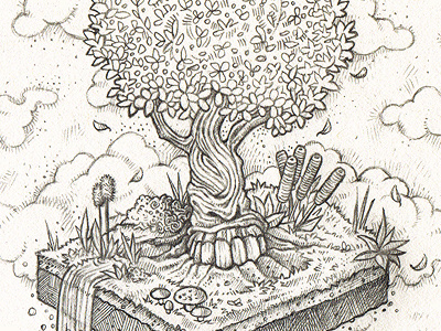 Magic tree sketch draw drawing grey illustration paper sketch tree