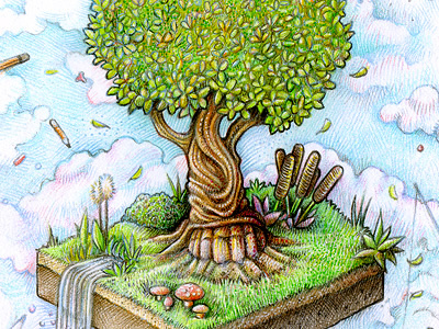 Magic Tree : Color Test crayon draw green illustration paper sketch test tree wip
