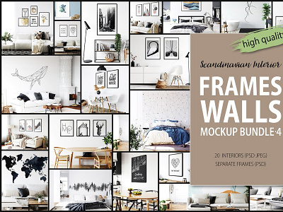 Frames Walls Scandinavian Bundle 4 wall mockup