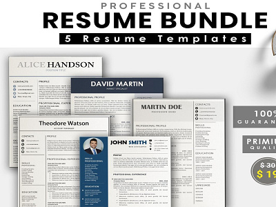 Professional Resume CV Bundle cv design resume clean resume cv resume design resume template