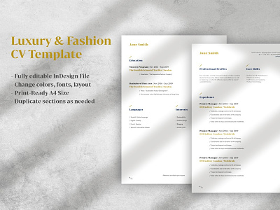 Luxury Fashion CV Template cv clean cv design cv resume cv resume template cv template word responsive resume resume clean resume cv resume design resume template