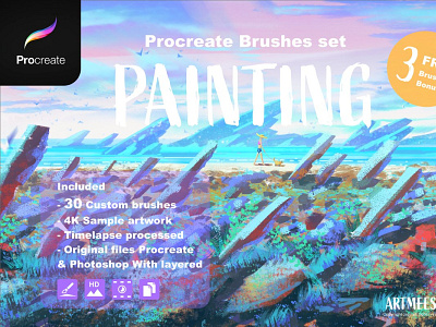 Procreate Brushes set Painting branding painting brushes painting template painting template paintings