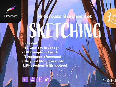 Procreate Brushes Set Sketching branding branding design