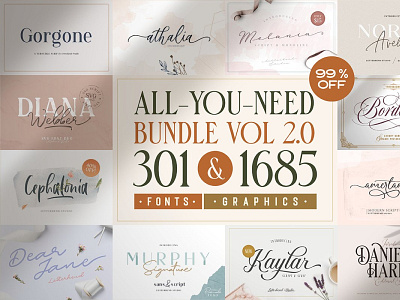 301 fonts and 1685 graphics