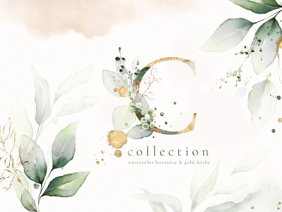 Watercolor   Gold Leaves Collection