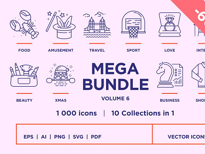 Line Icons Mega Bundle Vol 6 icons design icons pack icons set