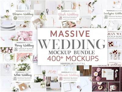 400+ Wedding Mockup Bundle bundle mockup wedding card wedding design wedding invitation