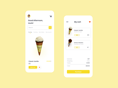 Ice Cream, anyone? application design mobile app typography ui ux