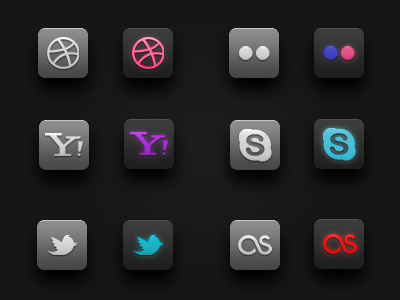 Dark Glow Social Icons design graphics icons media social