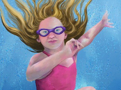 Natalie Summer 2020 illustration kids kids illustration photoshop portrait swimming