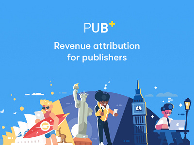 Pubplus - Revenue attribution for publishers charachters illustration ui ux