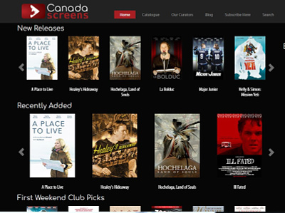Canada Screens - VOD Website design joomla project lead responsive ux vod web website