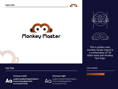 Golden ratio monkey master logo 3d abstract brand brand identity business concept creative custom golden ratio interface logo recent logo smart smart logo typography website