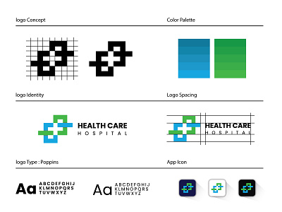 Hospital logo . Grid style logo . Healthcare
