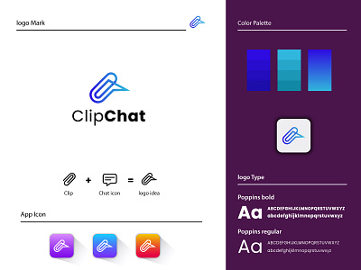 Clipchat logo . App icon . Chat icon app icon app logo brand brand identity business chat chat icon company concept creative custom gradient illustrator logo logo design logos logotype recent logo