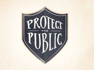 Protect the Public crest illustration protect public sheild texture typography
