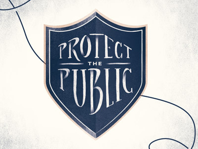 Protect the Public 2 crest illustration protect public sheild texture typography