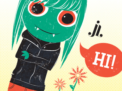 Hi Dribbble! design graphic design hi illustration monster texture welcome