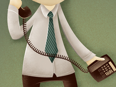 Front Desk character illustration phone portrait texture tie