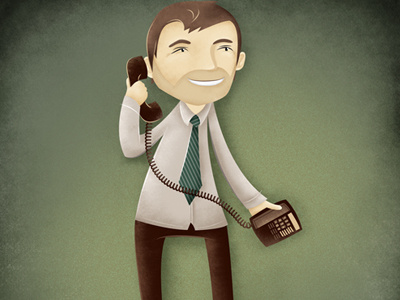 Front Desk character illustration phone portrait texture tie