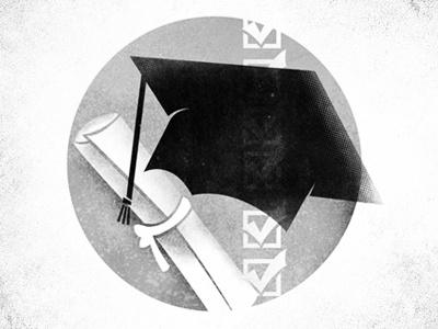 Step Two - Graduate cap check mark diploma graduate illustration texture