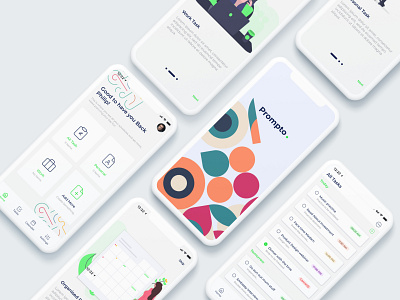 Prompto aesthetics business calender mobile app onboarding product product design splash splashscreen task taskmanager todo uidesign uiux
