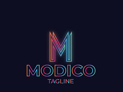 M Letter Neon Logo