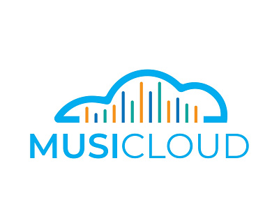 Colorful Sound Wave Music Cloud Logo Design Template