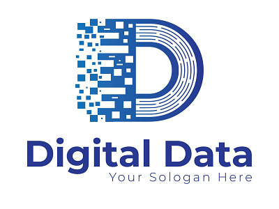 Digital Data Letter D Logo Design Template