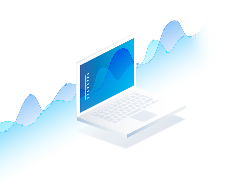 Isometric MacBook Chart for Apptopia chart illustration graph macbook isometric
