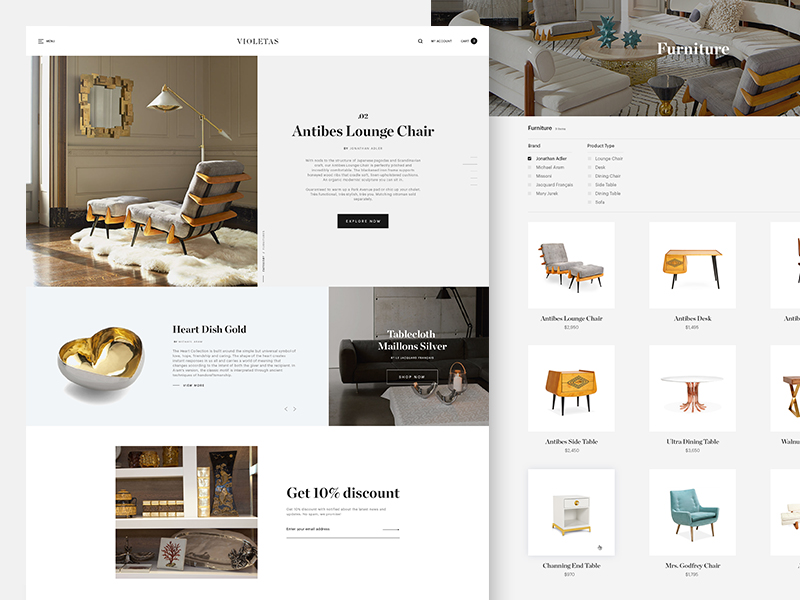Violetas Home & Product List by Martin Leon Benito on Dribbble
