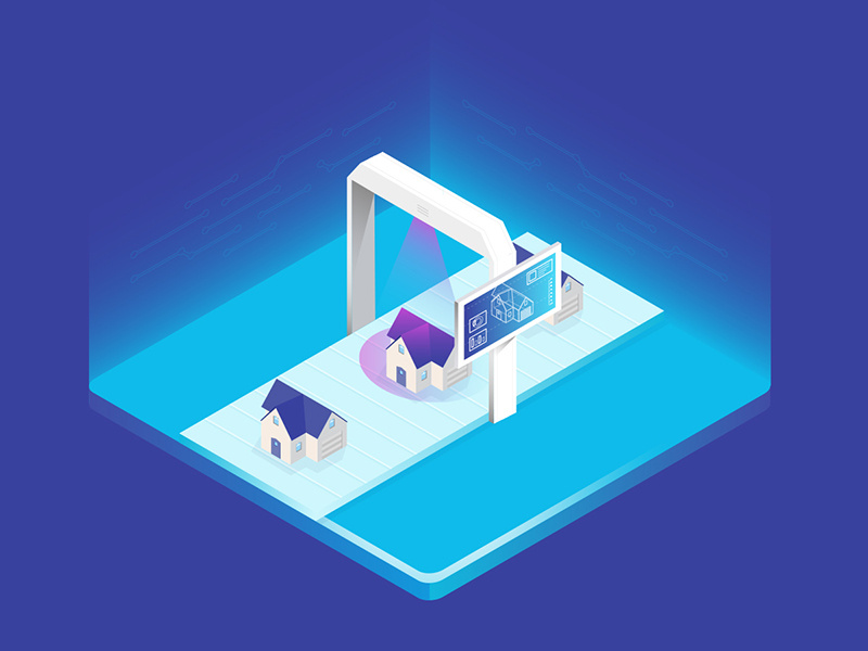 Isometric Illustration for RealTAG screen house chart isometric macbook graph illustration