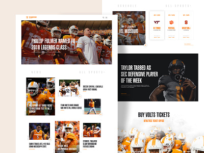 Tennesse Athletics Homepage Concept athletics clean football homepage simple sports university website