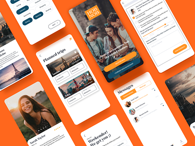 Hobnob, a unique Travel App branding clean style design mobile app mobile ui naming travel travel app design