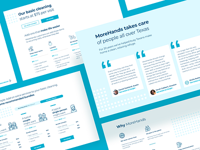 MoreHands's new home page. brand story caring cleaning service design design sprint landing maid service maids reliable simple ui ux uxui website website design