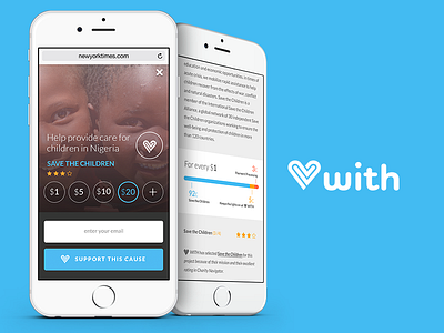 Mobile Widget button charity donate form mobile ong product responsive