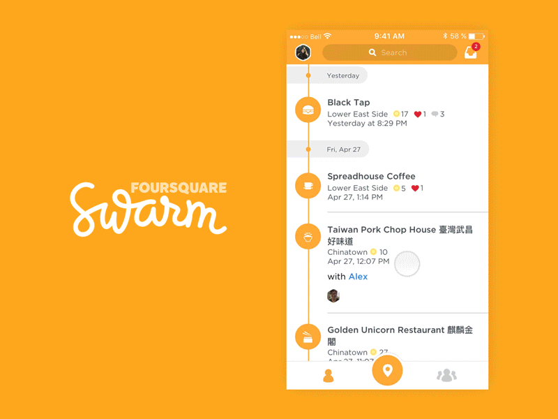 Swarm Interaction Idea foursquare interaction design motion graphics principle product design swarm user experience user interface