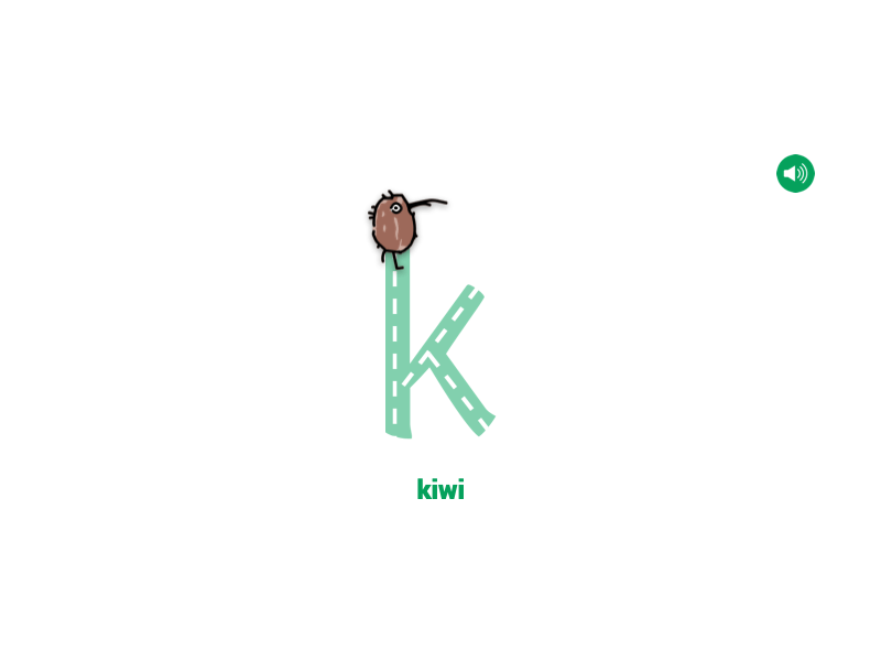 K for Kiwibird character design ed tech education app illustration interaction design nutrition principle product design user experience