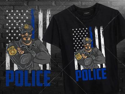 American Police Vector Print Police Officer T-Shirt Design