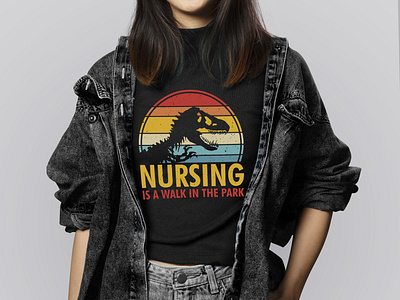 Nursing is A Walk in the Park Jurassic Park Nurse Vector T-shirt amazon best selling nurse tshirts branding design covid 19 tshirts for nurses custom nurse shirts landingpage mobile app nurse t shirts 2021 nurse t shirts covid nurse t shirts for work nurses t shirt design t shirt design t shirts custom uiux webdesign