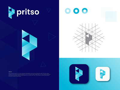 Pritso logo design - P modern logo mark