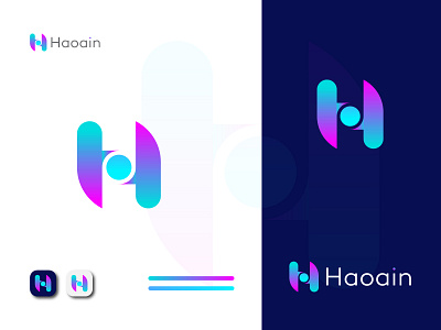 Haoain Logo Design, H Modern Logo Mark. 2020 2021 top 5 abstract app icon app logo brand identity branding h logo lettering logo logo design logo designer logo presentation minimal minimalist logo modern logo popular dribbble shots simple typography word mark