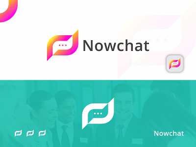 Nowchat app icon logo design, N modern logo mark.
