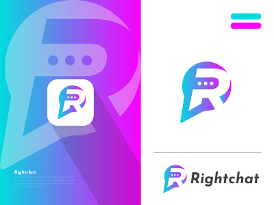 Rightchat Logo Design, R Modern Logo Mark.