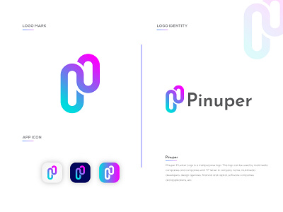 Pinuper Logo Design, P Modern Logo Mark.