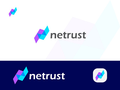 Netrust logo design, N modern logo mark.